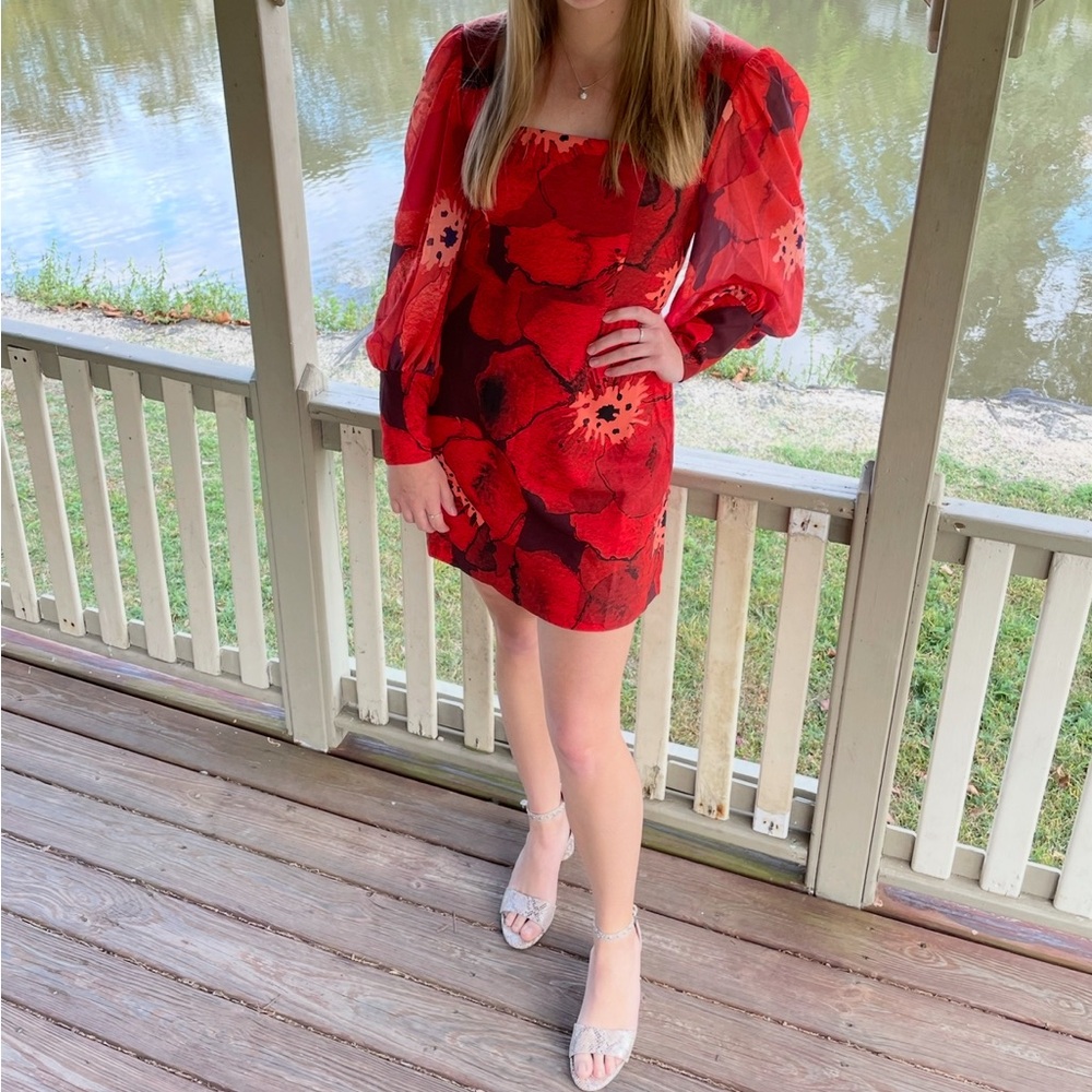 Elegant Red Floral Boutique Dress